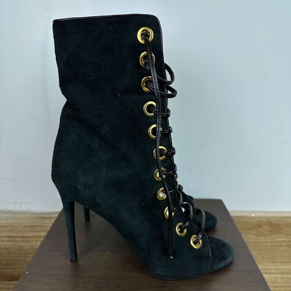 Barbara Bui black suede open toe boot - Picture 1 of 8